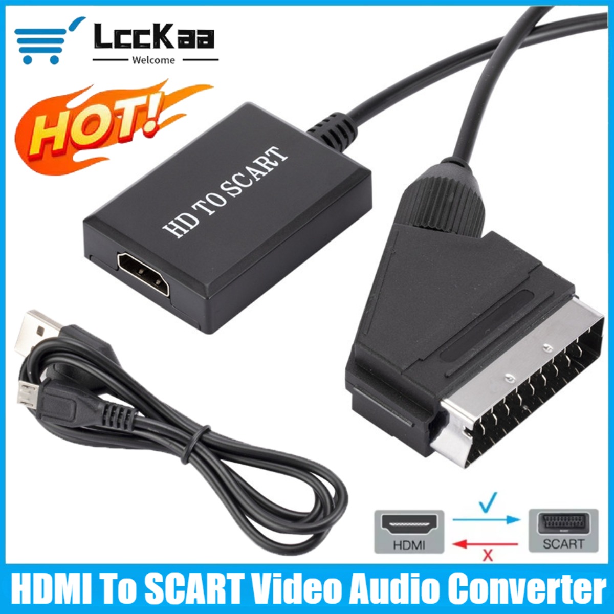 LccKaa 1080P HDMI Ke SCART Ada - Scart To Hdmi ulasan dan harga
